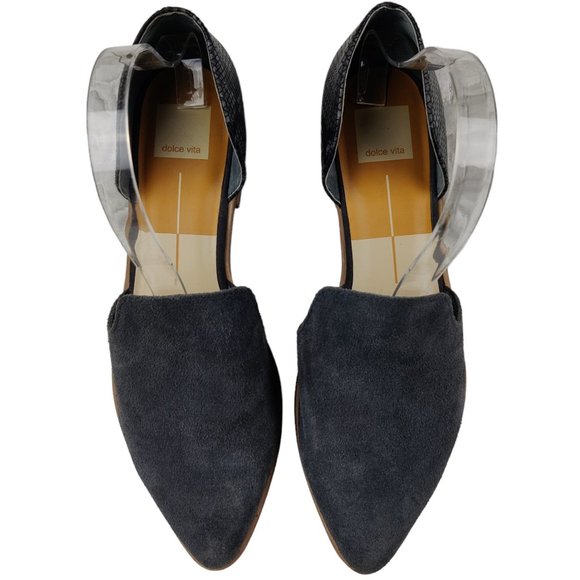 Dolce Vita Gray Suede Leather Flats Kelsa Snake Print Slip On - Picture 4 of 11